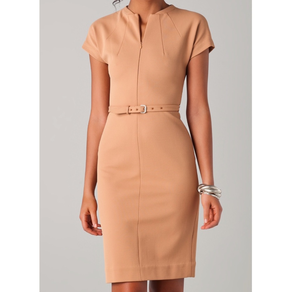 Diane Von Furstenberg Camel Belted Sheath Mini Dress